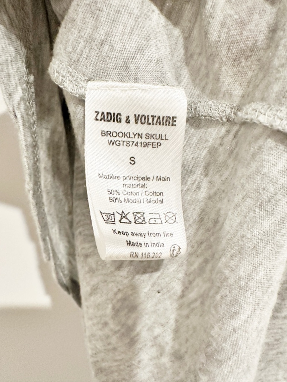 Zadig & Voltaire Brooklyn Skull Grey Tank Size Small - Picture 5 of 6